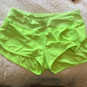 Lululemon Size 8 Neon Green Run Times Shorts